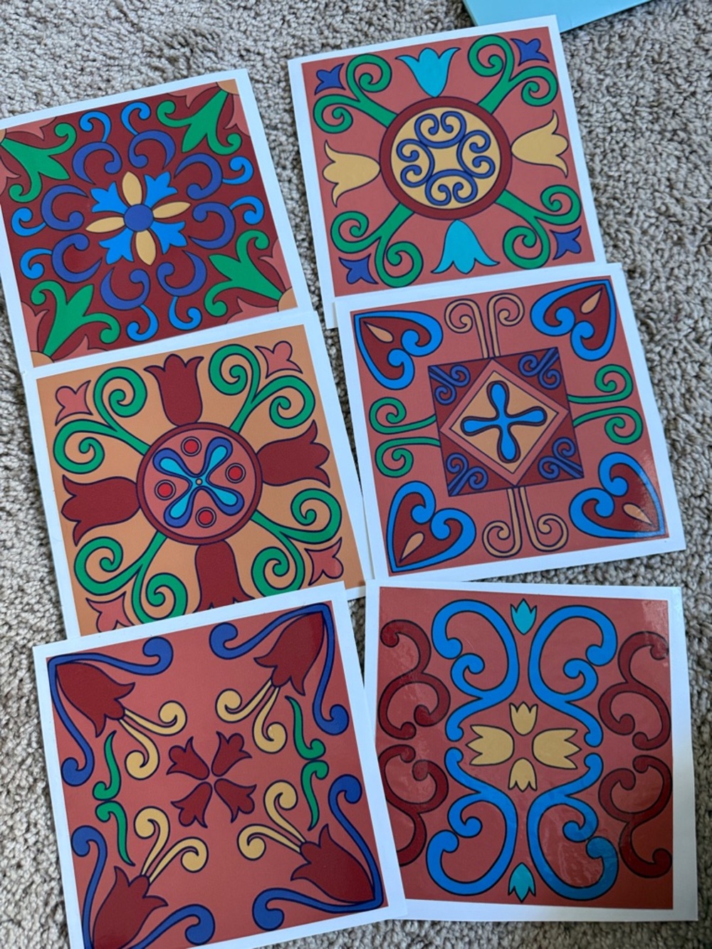 Set of Colorful Decorative Tile Stickers - Floral Medallion Designs